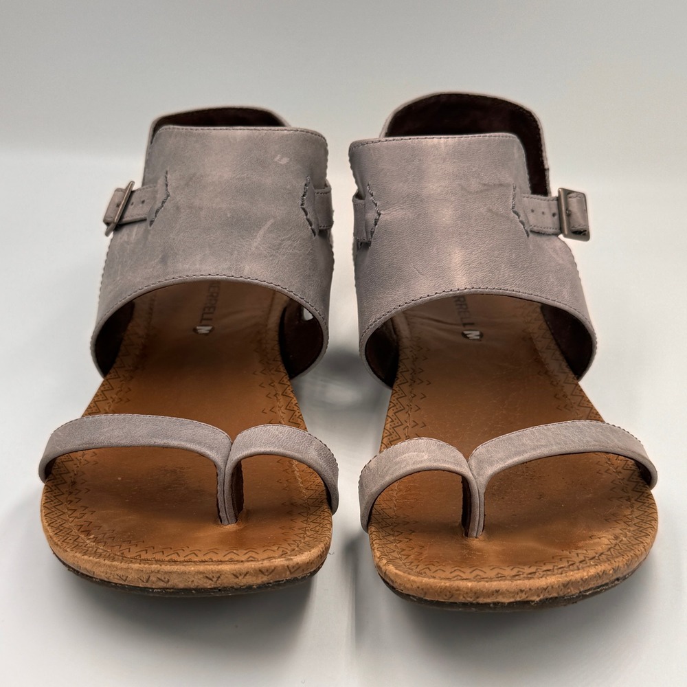 Merrell Dusty Blue Leather Toe Loop Buckle Sandals J55572 Womens 7